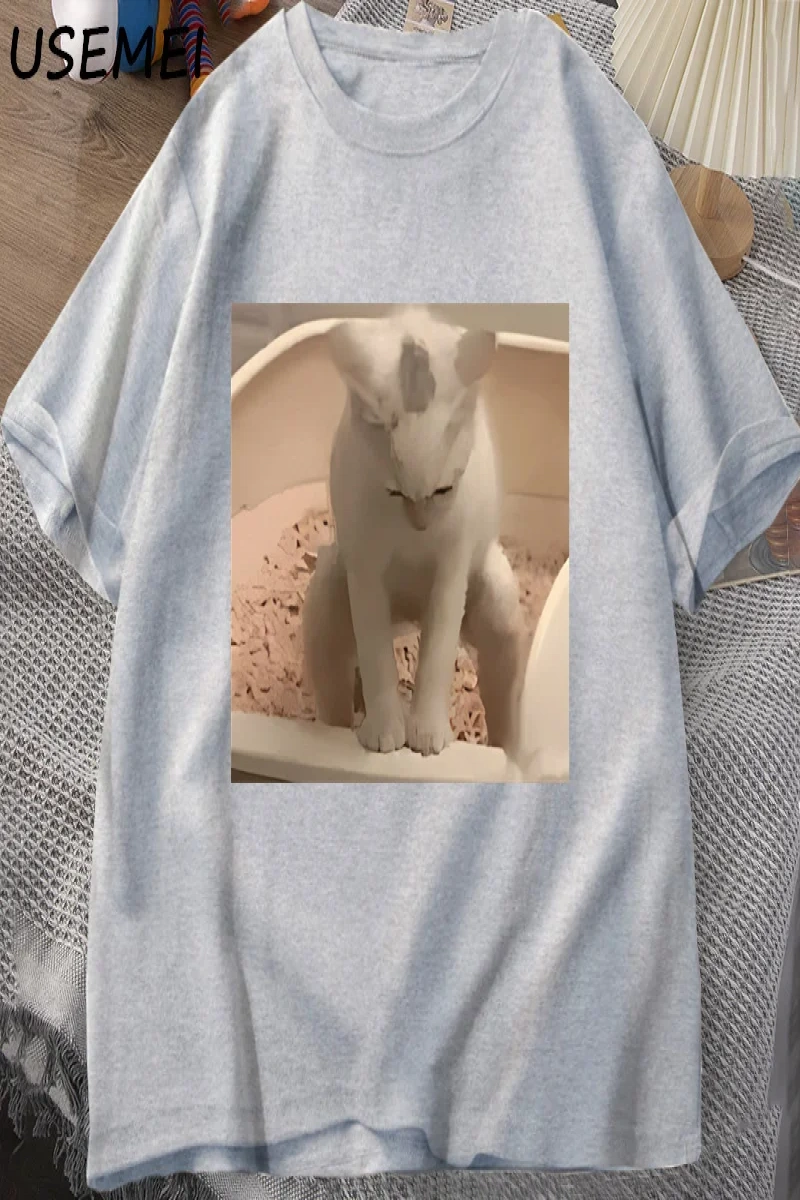 Komik Kedi T-shirt erkek Kısa Kollu T-shirt Baskı Tshirt Erkekler için Giyim Vintage Giysiler 3034