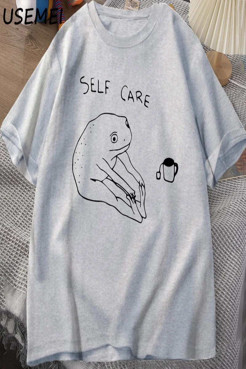 Komik Kurbağa Öz Bakım T-Shirt Retro Cottagecore Kurbağa baskılı tişört Kadın Erkek Yaz Yuvar 2831