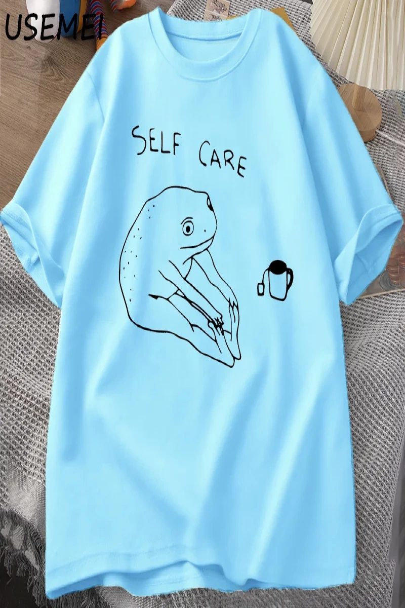 Komik Kurbağa Öz Bakım T-Shirt Retro Cottagecore Kurbağa baskılı tişört Kadın Erkek Yaz Yuvar 2831