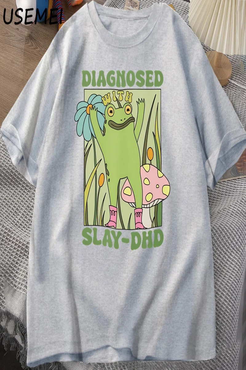 Komik kurbağa Slay ile teşhis-DHD T-shirt erkek Groovy kurbağa Meme T Shirt zihinsel sağlık T 2909