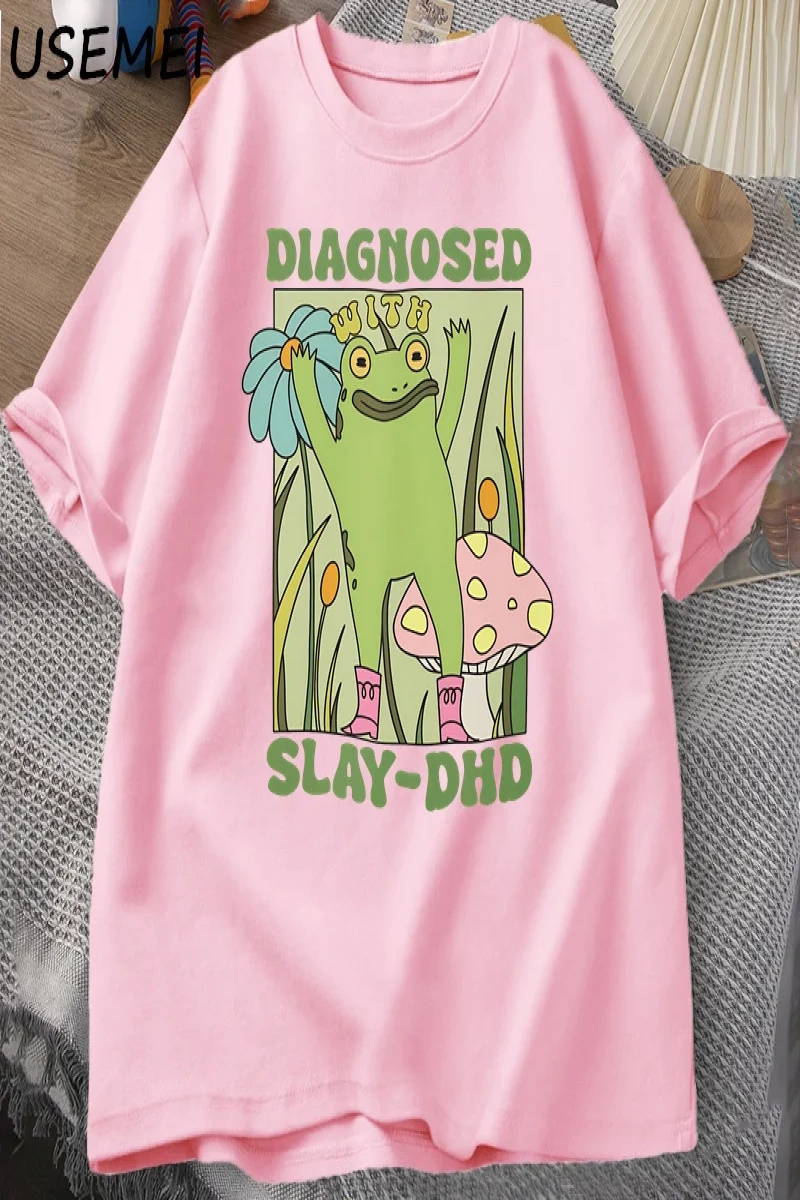 Komik kurbağa Slay ile teşhis-DHD T-shirt erkek Groovy kurbağa Meme T Shirt zihinsel sağlık T 2909