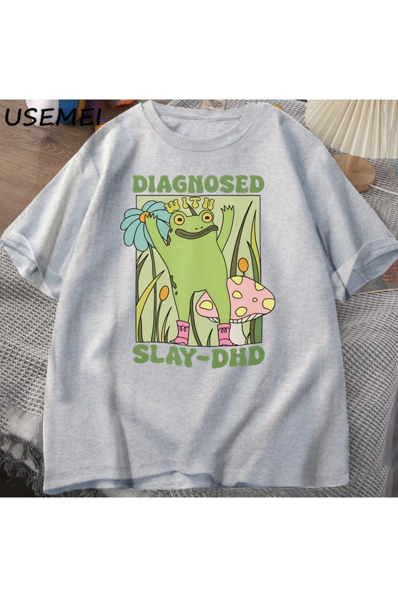 Komik kurbağa Slay ile teşhis-DHD T-shirt erkek Groovy kurbağa Meme T Shirt zihinsel sağlık T