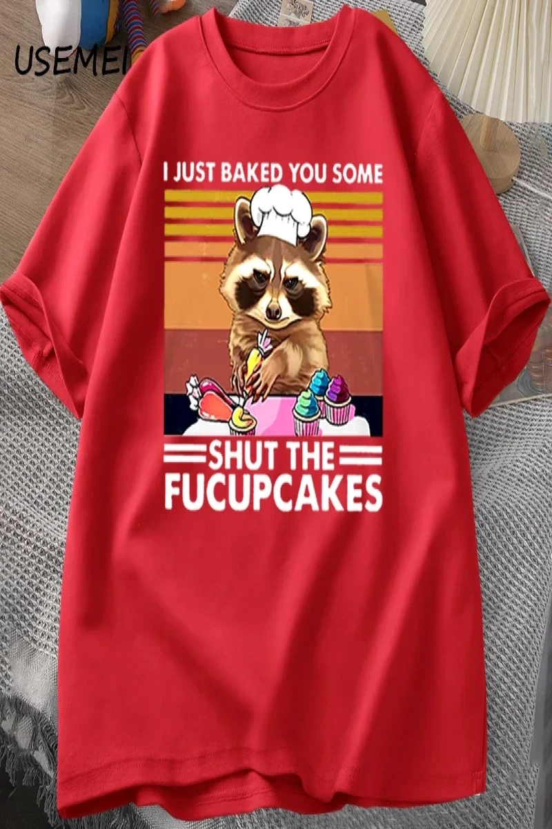 Komik T Shirt erkekler sevimli rakun fırında ben sadece size fırında T-shirt pamuk yaz kısa k 2979