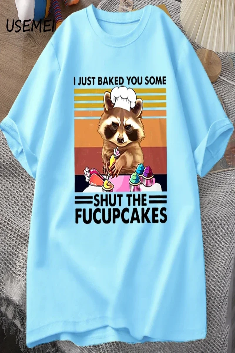 Komik T Shirt erkekler sevimli rakun fırında ben sadece size fırında T-shirt pamuk yaz kısa k 2979