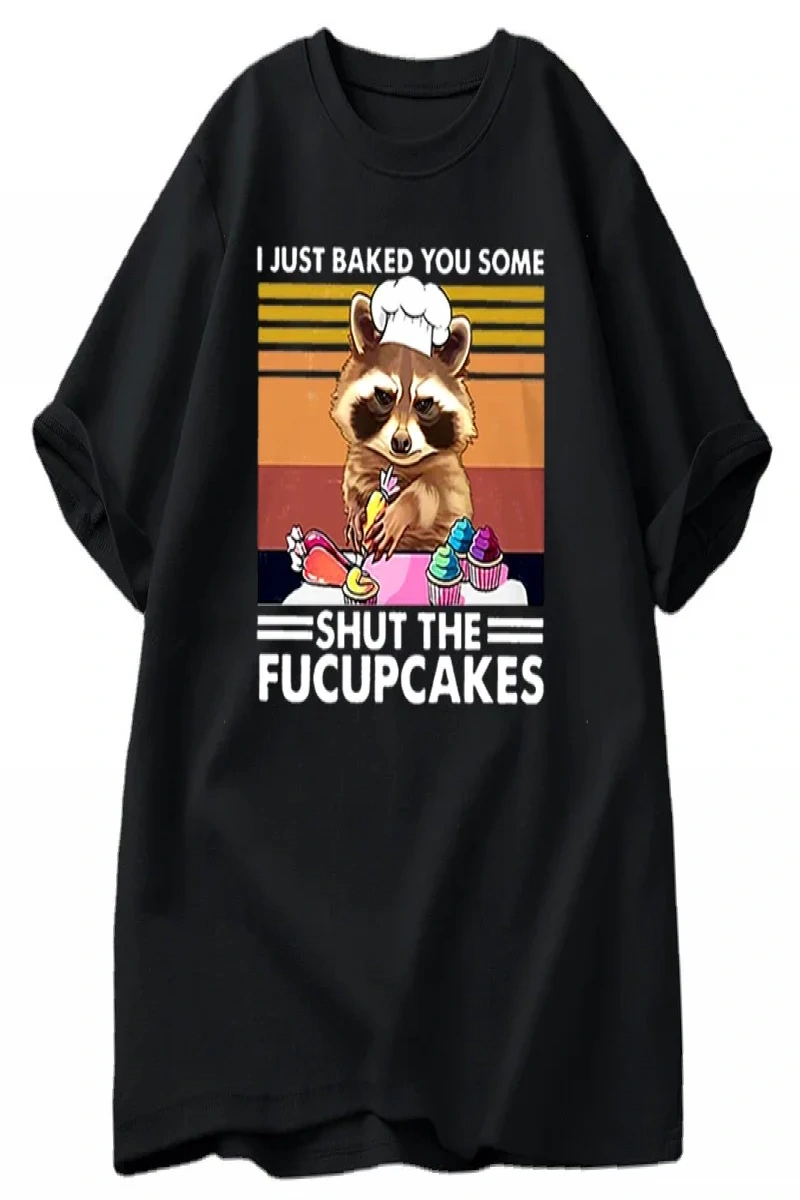 Komik T Shirt erkekler sevimli rakun fırında ben sadece size fırında T-shirt pamuk yaz kısa k 2979