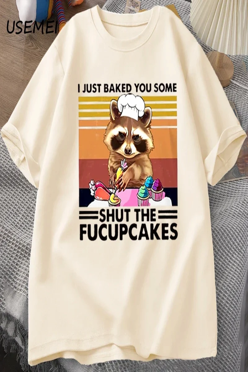 Komik T Shirt erkekler sevimli rakun fırında ben sadece size fırında T-shirt pamuk yaz kısa k 2979