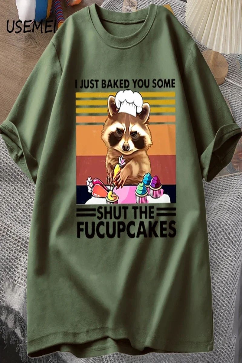 Komik T Shirt erkekler sevimli rakun fırında ben sadece size fırında T-shirt pamuk yaz kısa k 2979