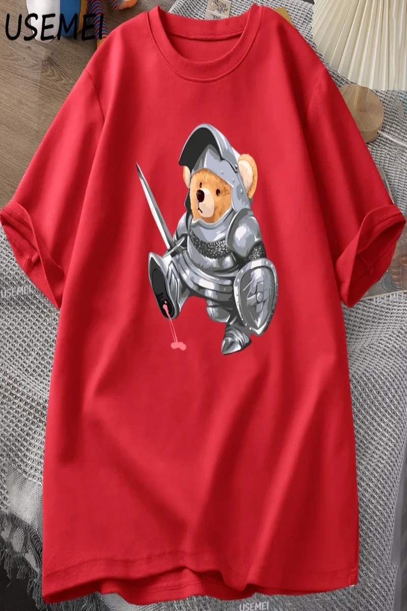 Komik Teddy Bear Grafik T Shirt Erkek Pamuk Kısa kollu tişört Kadın Giyim Baskı Moda Boy Tee  3084