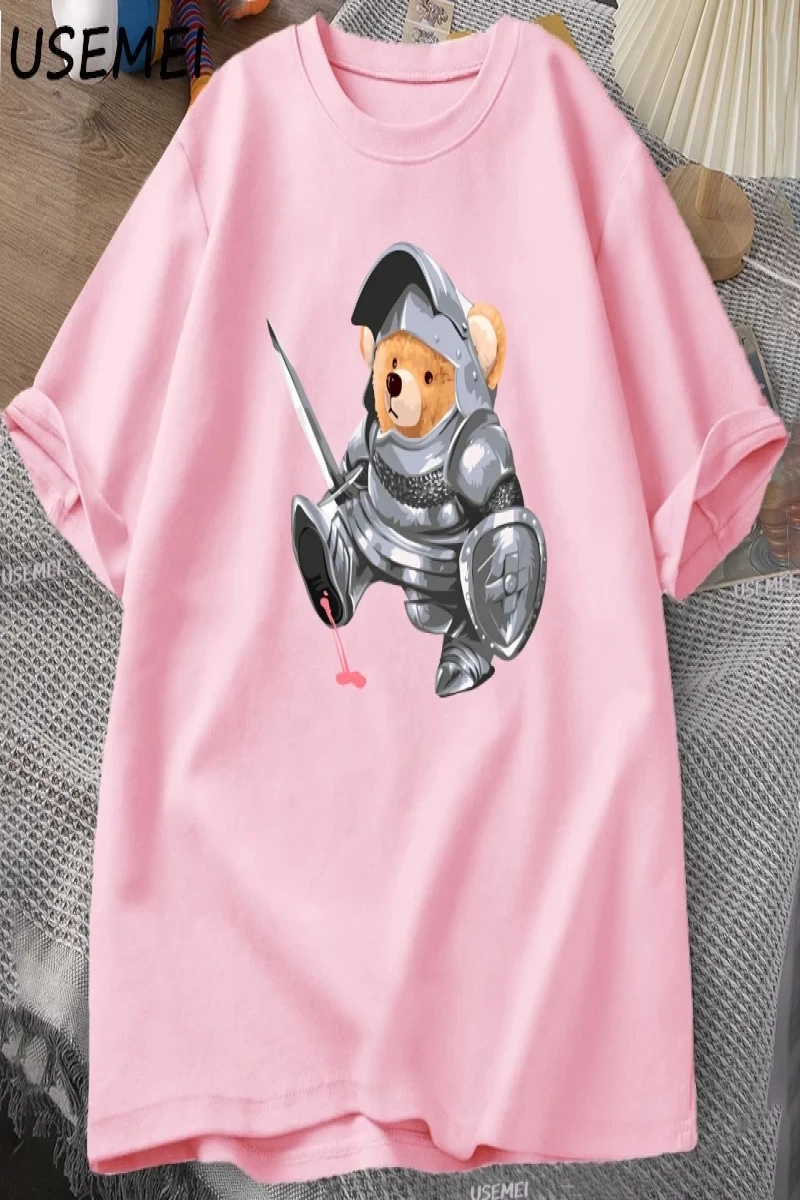 Komik Teddy Bear Grafik T Shirt Erkek Pamuk Kısa kollu tişört Kadın Giyim Baskı Moda Boy Tee  3084