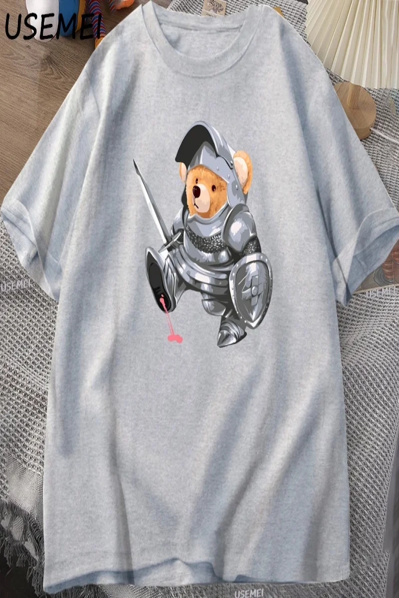 Komik Teddy Bear Grafik T Shirt Erkek Pamuk Kısa kollu tişört Kadın Giyim Baskı Moda Boy Tee  3084