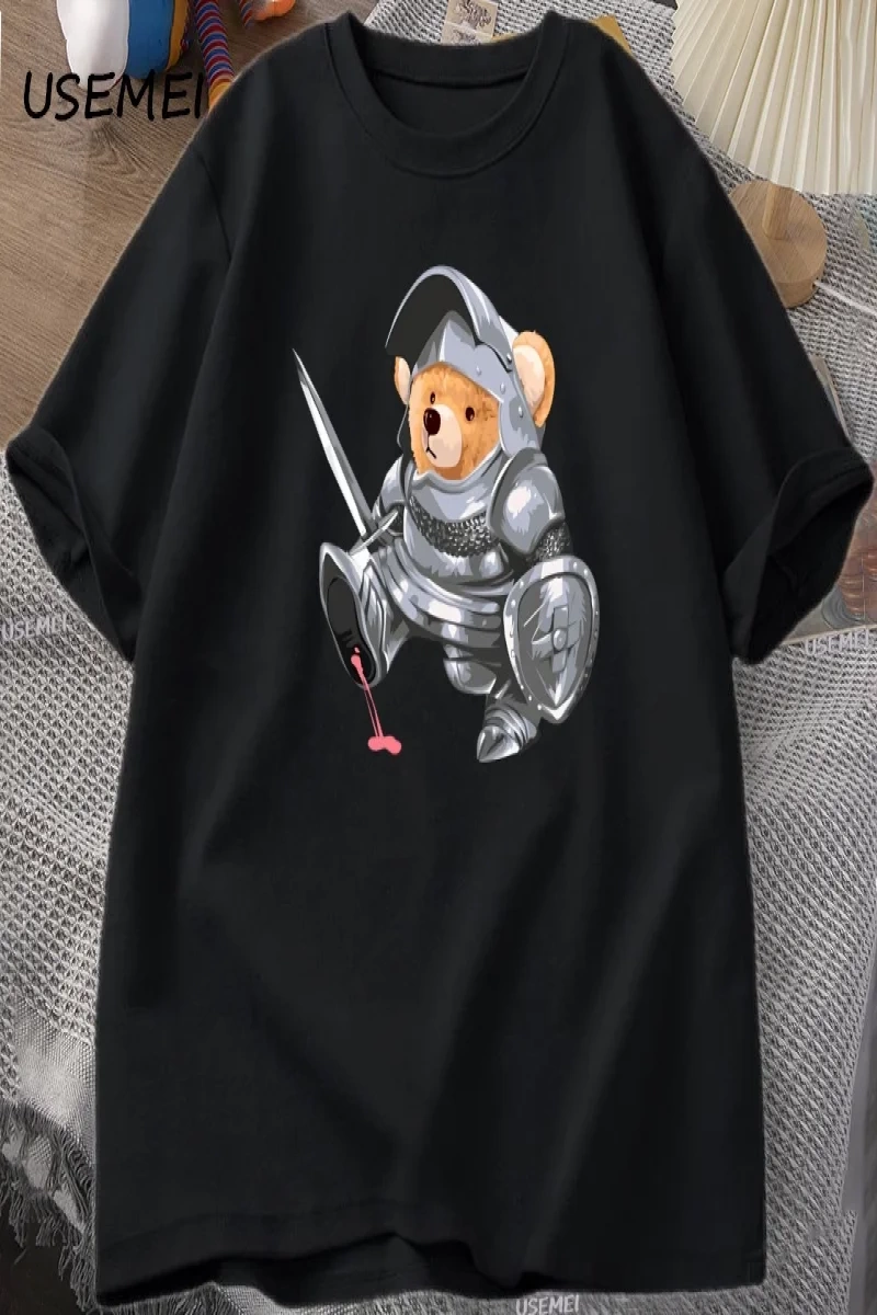 Komik Teddy Bear Grafik T Shirt Erkek Pamuk Kısa kollu tişört Kadın Giyim Baskı Moda Boy Tee  3084