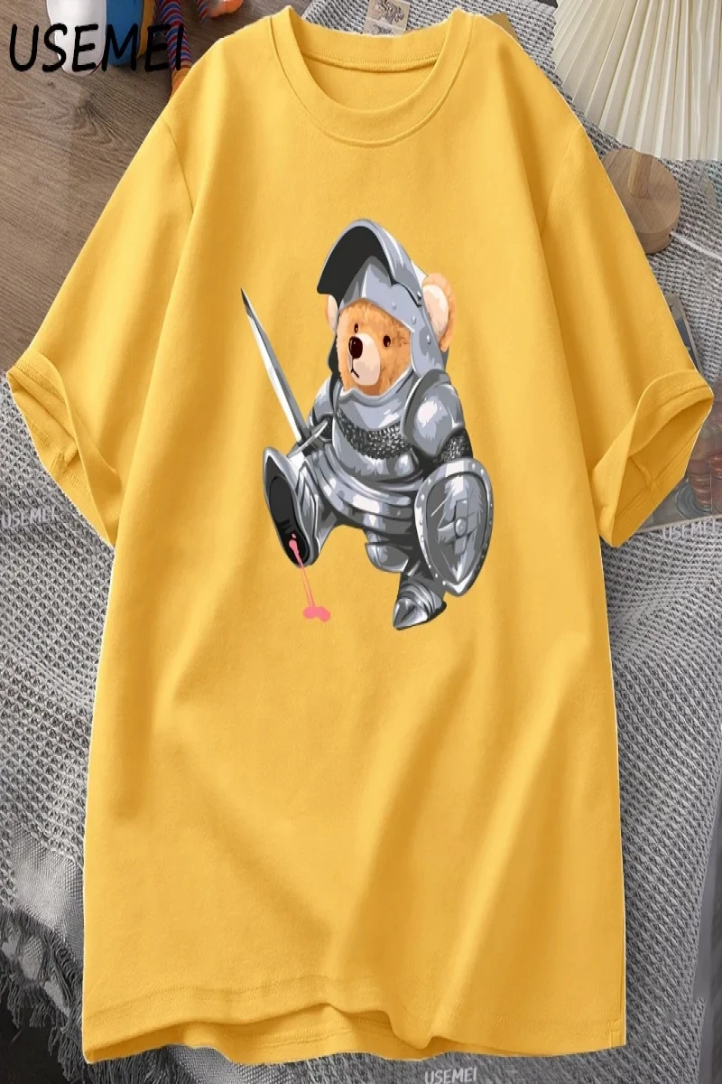 Komik Teddy Bear Grafik T Shirt Erkek Pamuk Kısa kollu tişört Kadın Giyim Baskı Moda Boy Tee  3084