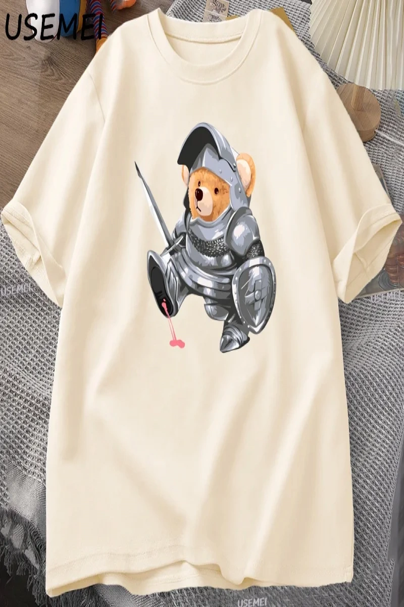Komik Teddy Bear Grafik T Shirt Erkek Pamuk Kısa kollu tişört Kadın Giyim Baskı Moda Boy Tee  3084