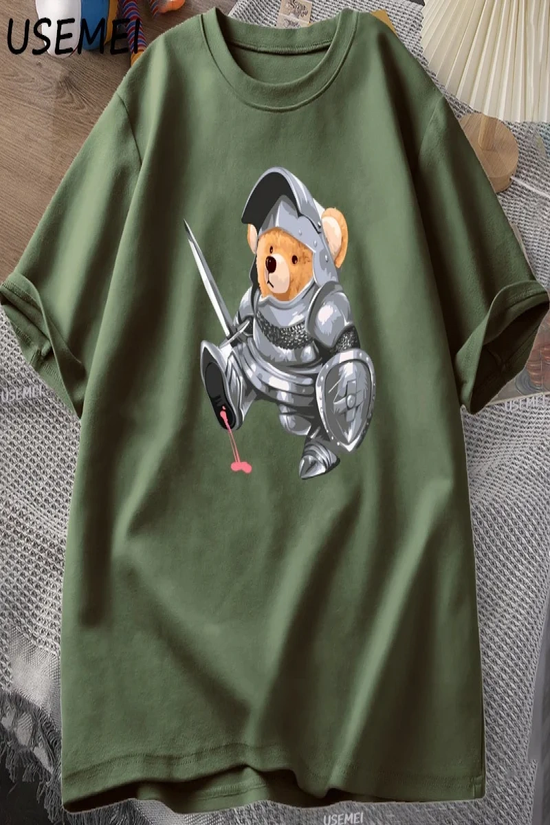 Komik Teddy Bear Grafik T Shirt Erkek Pamuk Kısa kollu tişört Kadın Giyim Baskı Moda Boy Tee  3084