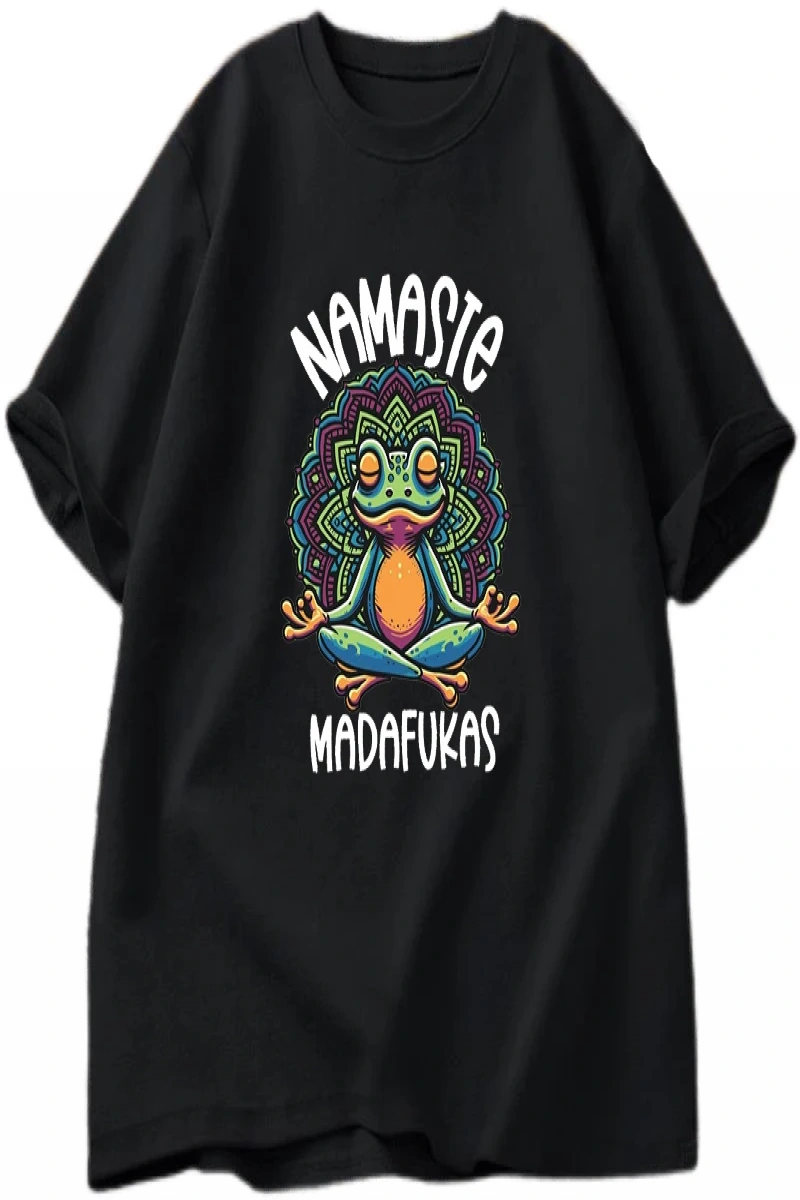 Komik Yoga T Shirt Kurbağa Öz Bakım T-Shirt Pamuk Kısa Kollu Pozitif Cottagecore Namaste Tee  2821