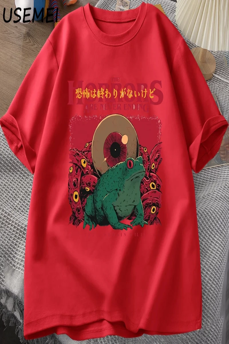 Korkular Asla Bitmeyen Kurbağa T-Shirt Aptal Kurbağa Korku Tshirt Komik Meme Grafik T Shirt V 2956