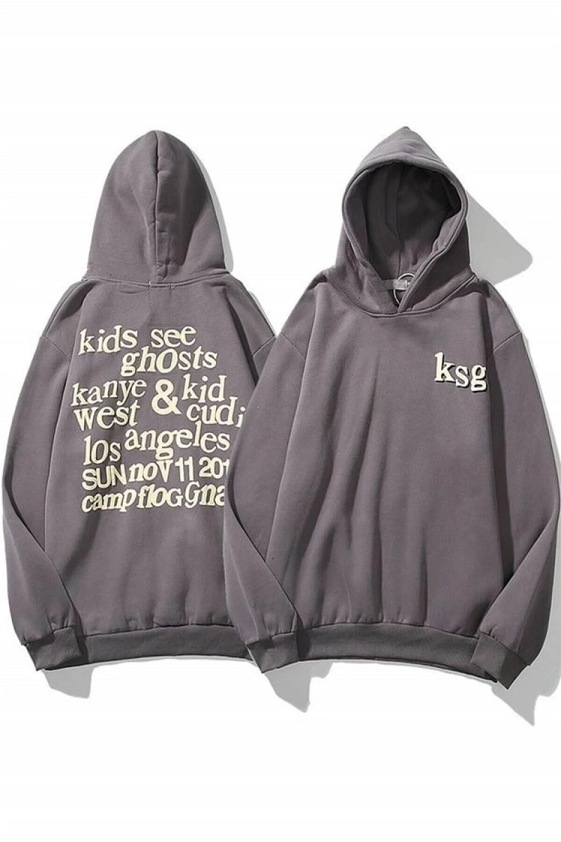 Ksg Oversıze Sweatshirt Hoodie Koyugrı Gri