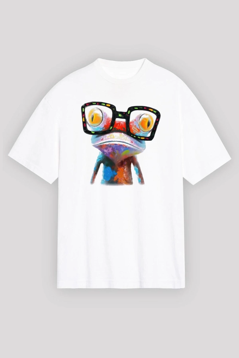 Kurbağa Beyaz Unisex Tişört T-Shirt