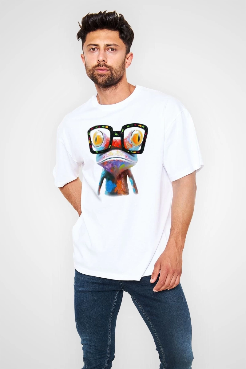 Kurbağa Beyaz Unisex Tişört T-Shirt