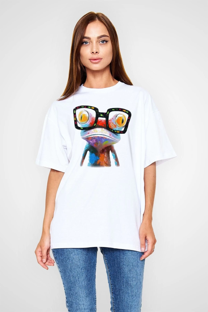 Kurbağa Beyaz Unisex Tişört T-Shirt