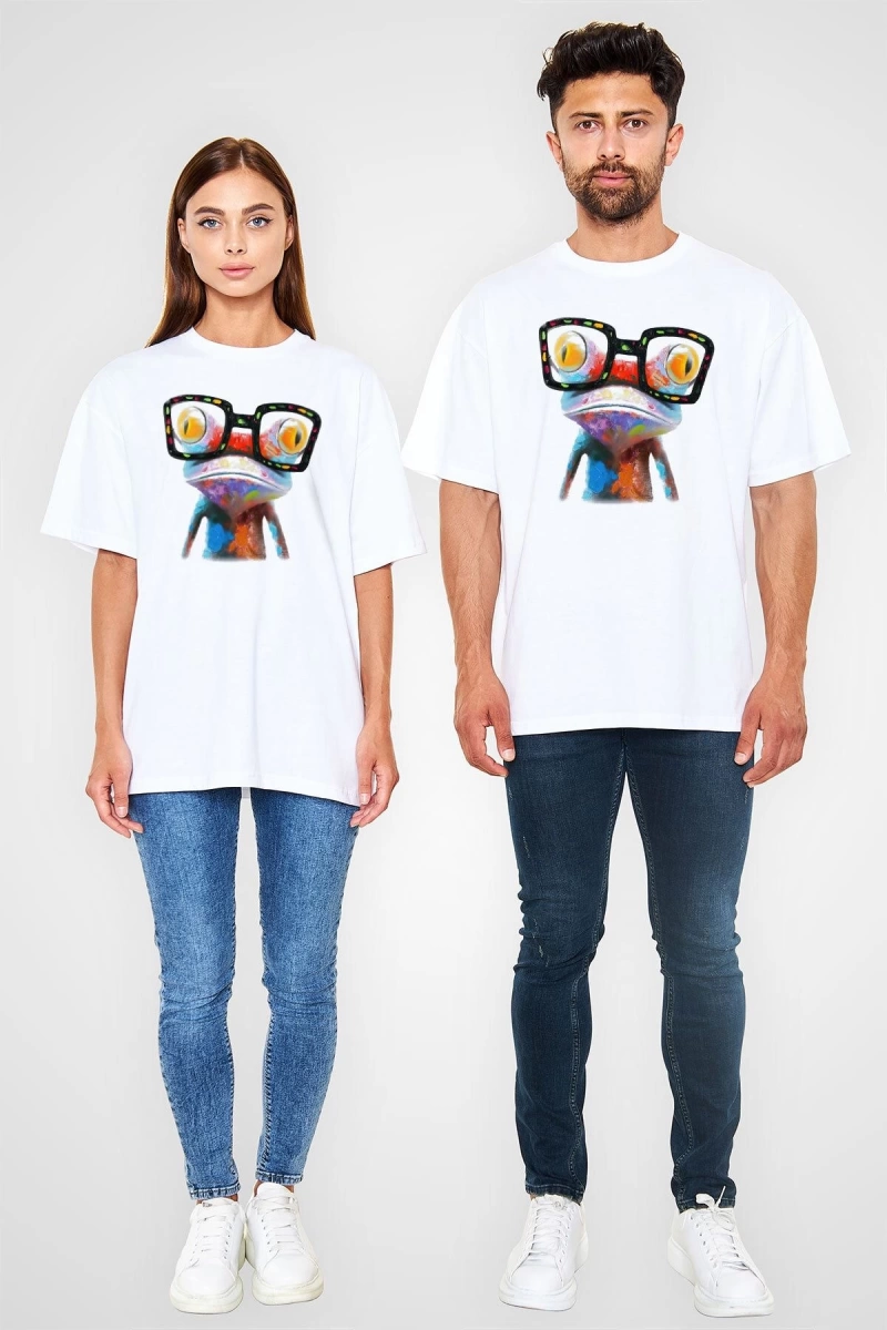 Kurbağa Beyaz Unisex Tişört T-Shirt