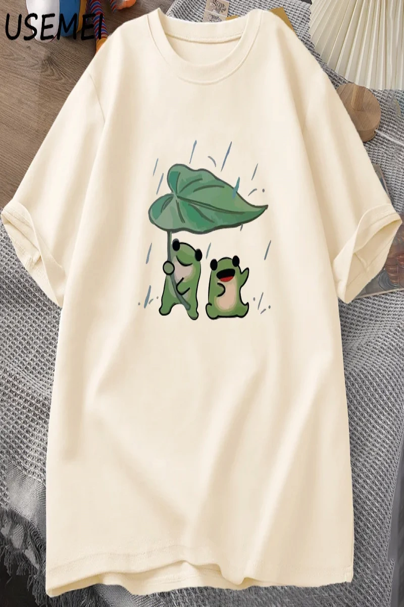Kurbağa Sevimli TKomik Kurbağalar Yağmur Aşk Tshirt Erkek Kadın Romence T-shirt Rahat 2950