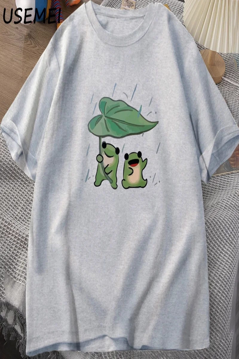 Kurbağa Sevimli TKomik Kurbağalar Yağmur Aşk Tshirt Erkek Kadın Romence T-shirt Rahat 2950