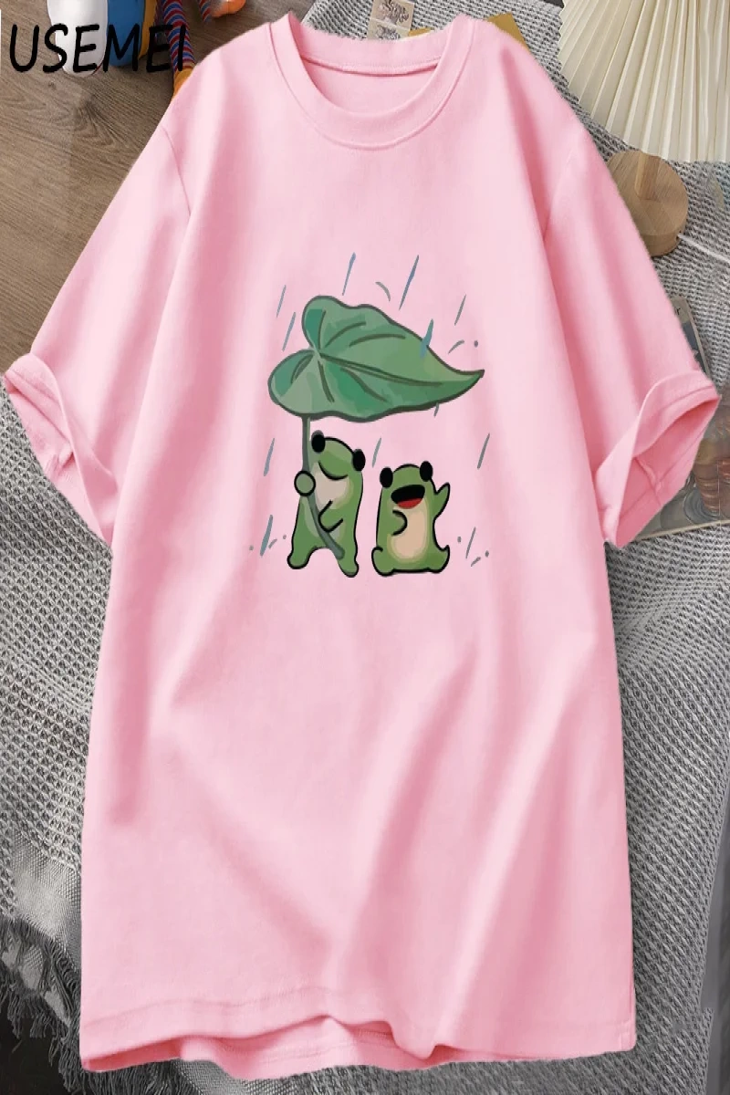 Kurbağa Sevimli TKomik Kurbağalar Yağmur Aşk Tshirt Erkek Kadın Romence T-shirt Rahat 2950