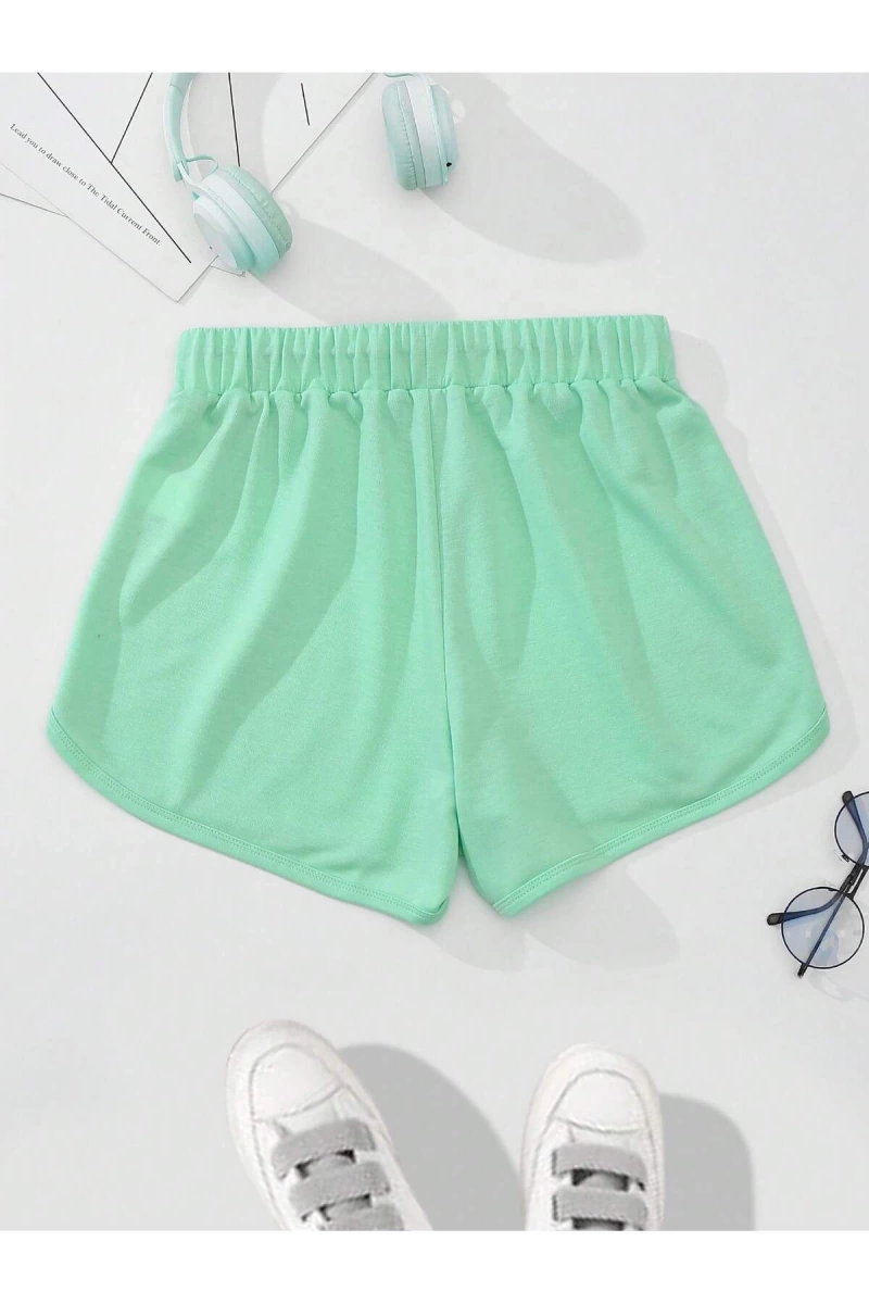 Letter Graphic Drawstring Waist Track Şort