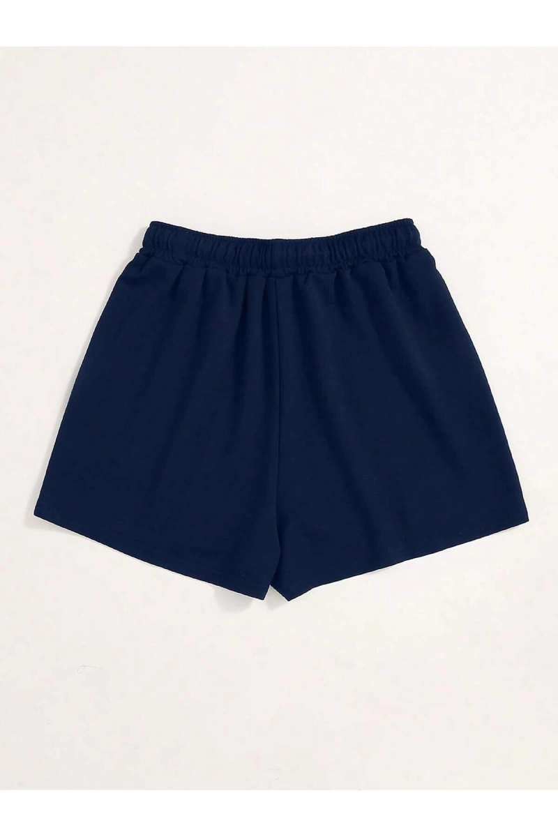 Letter Graphic Drawstring Waist Track Şort