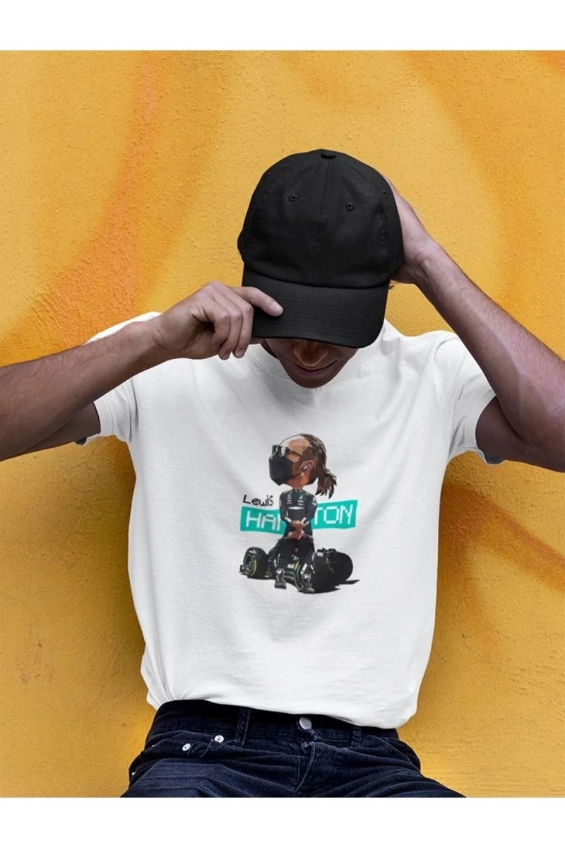 Lewis Hamilton Pixel Art Beyaz T-shirt