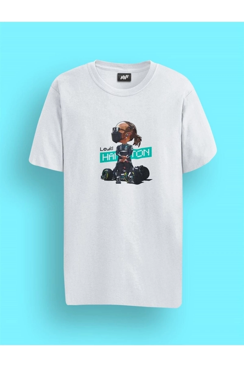 Lewis Hamilton Pixel Art Beyaz T-shirt