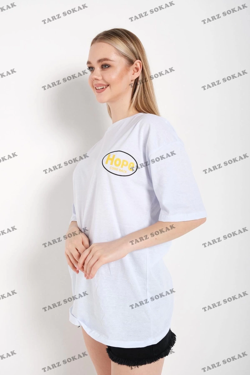 Logo Baskılı Beyaz Tişört