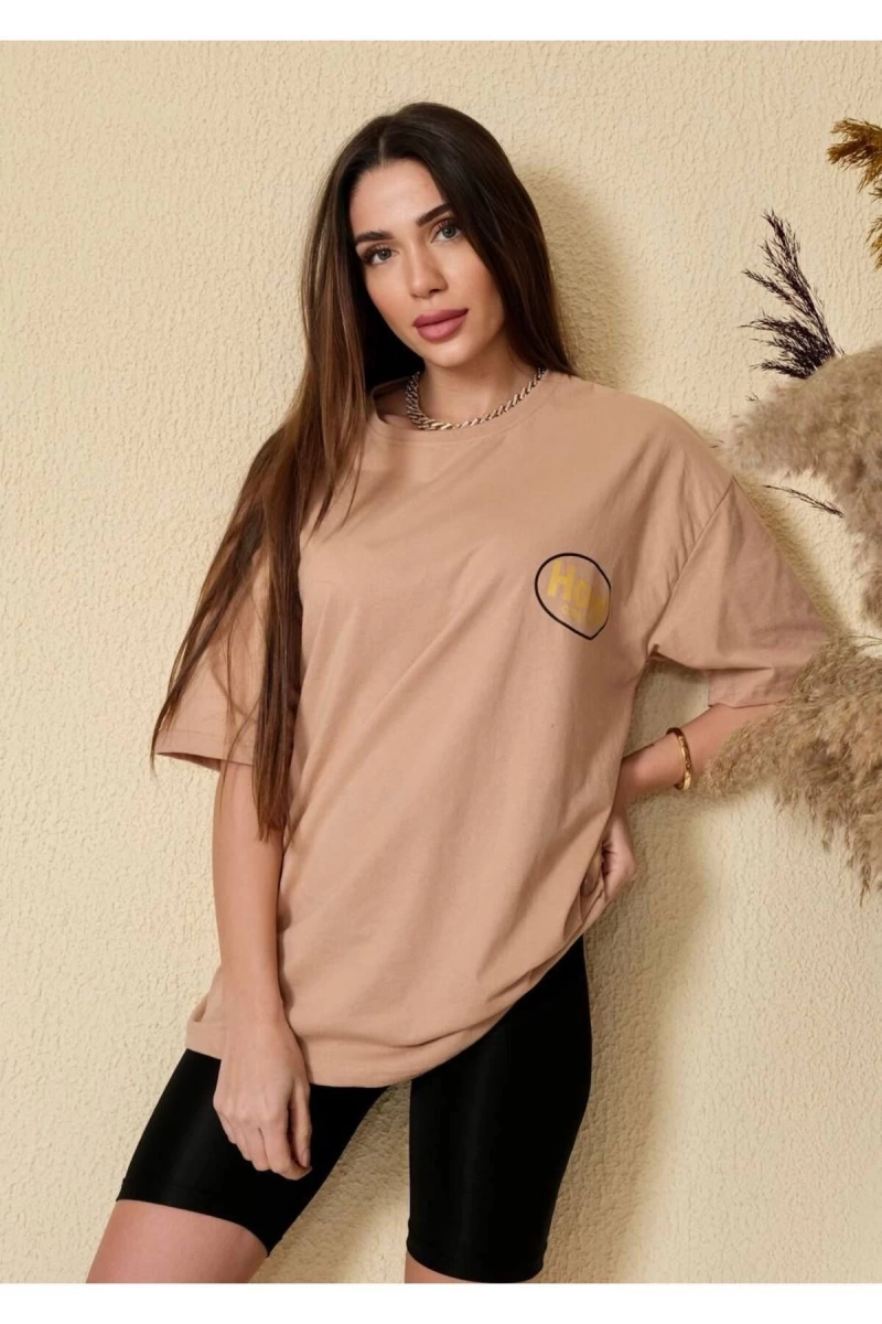 Logo Baskılı Vizon Tişört Hope