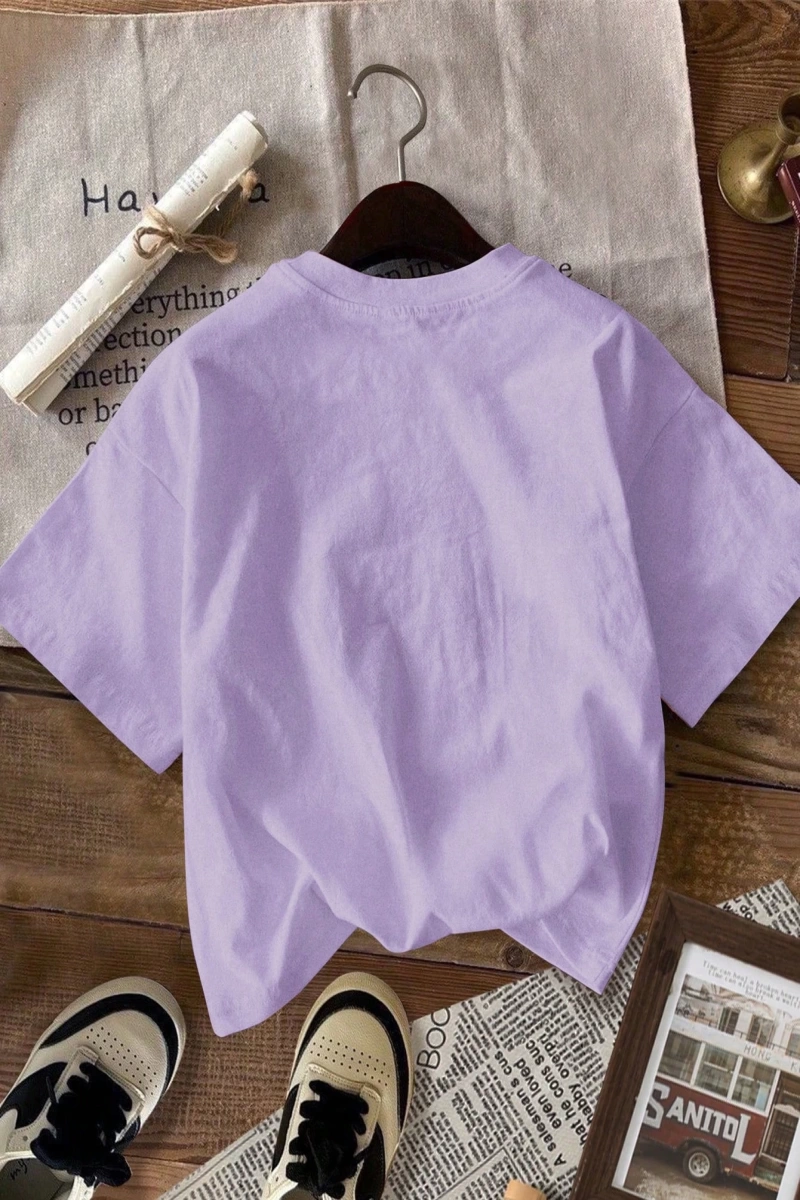 Loose Casual Strawberry English Logo Yuvarlak Yaka Kısa Kollu Tişört Kadınlar İçin,