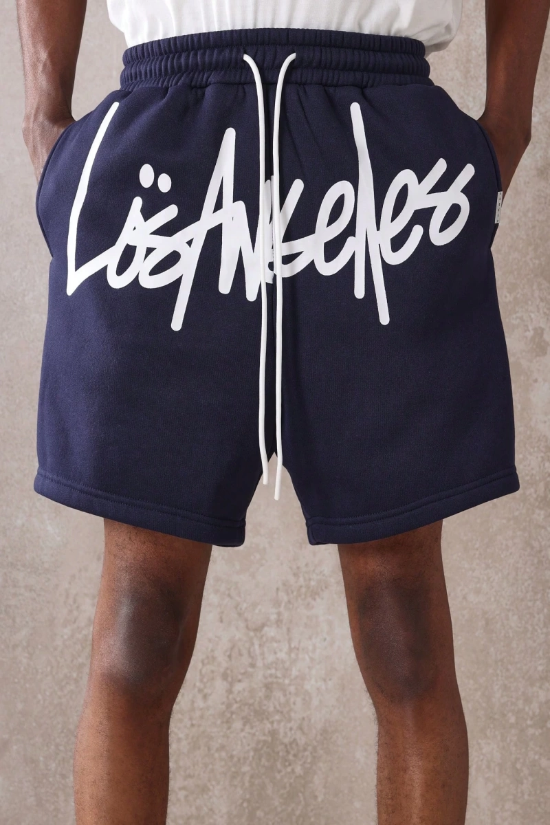 Los Angeles Grafikli Drop Crotch Kısa
