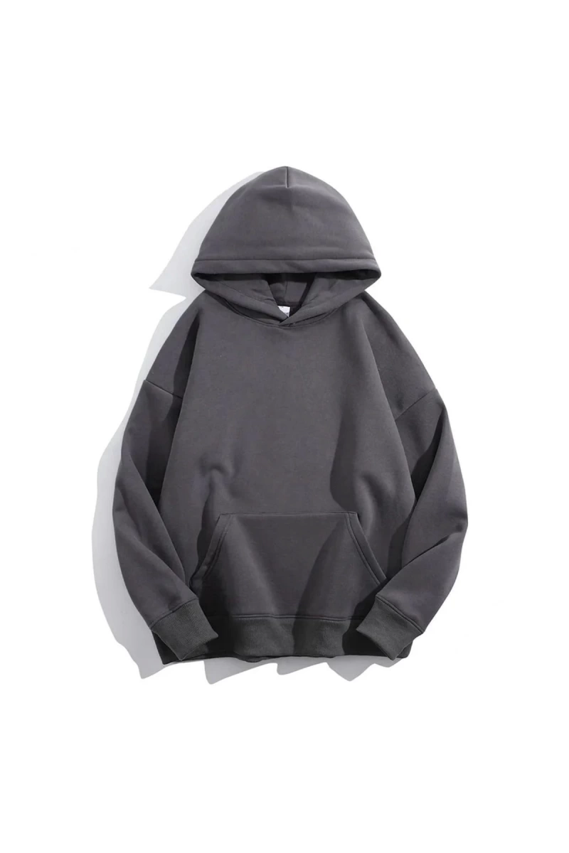 MABS Kadın Füme Düz Oversize Kapüşonlu Sweatshirt Hodie