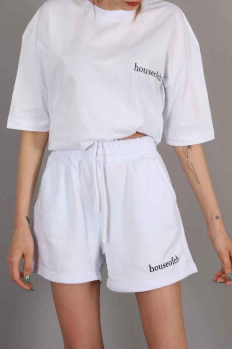 Madmext Mad Girls Beyaz Kadın Şort Takım Mg1410 MG1410