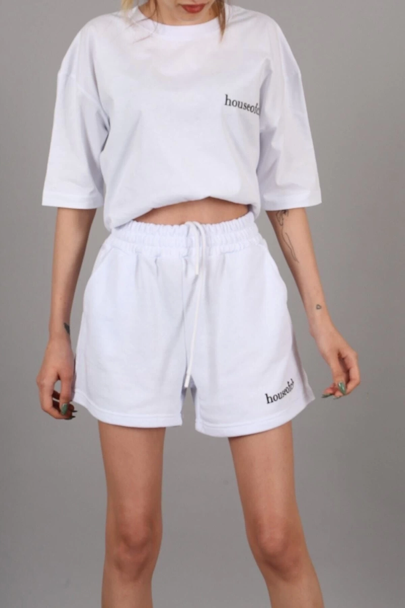 Madmext Mad Girls Beyaz Kadın Şort Takım Mg1410 MG1410