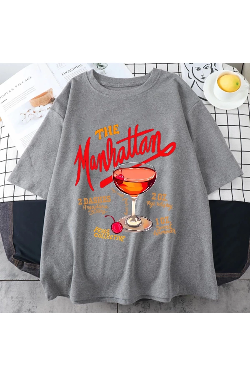 Manhattan Ağır vintage T erkek Kadın Moda Hip Hop streetwear Gevşek günlük kıyafetler
