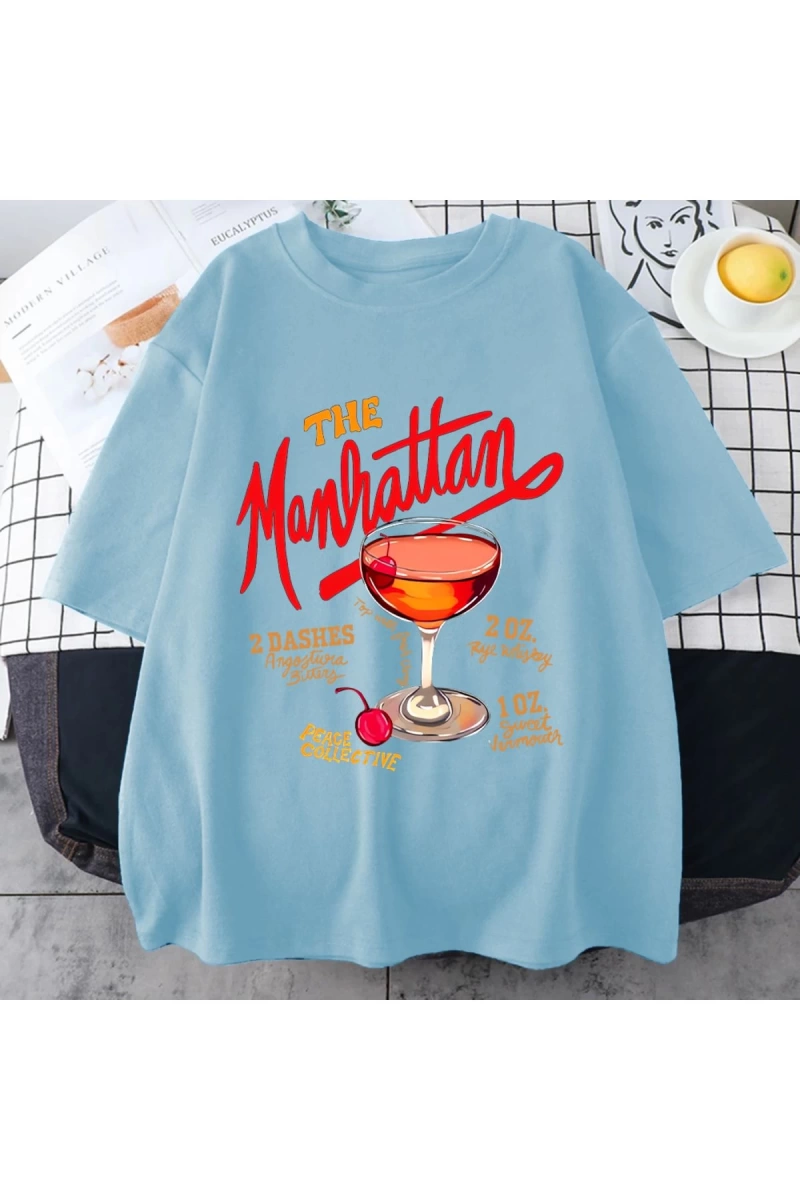 Manhattan Ağır vintage T erkek Kadın Moda Hip Hop streetwear Gevşek günlük kıyafetler