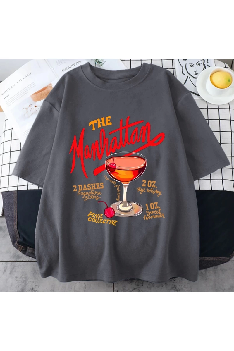 Manhattan Ağır vintage T erkek Kadın Moda Hip Hop streetwear Gevşek günlük kıyafetler