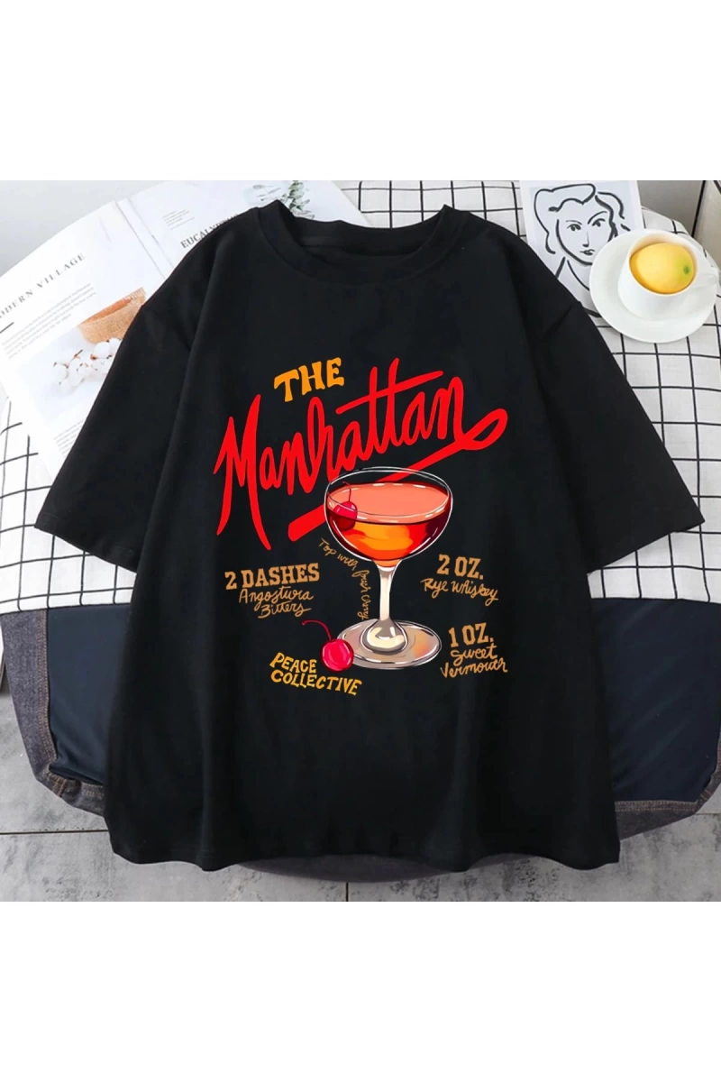 Manhattan Ağır vintage T erkek Kadın Moda Hip Hop streetwear Gevşek günlük kıyafetler