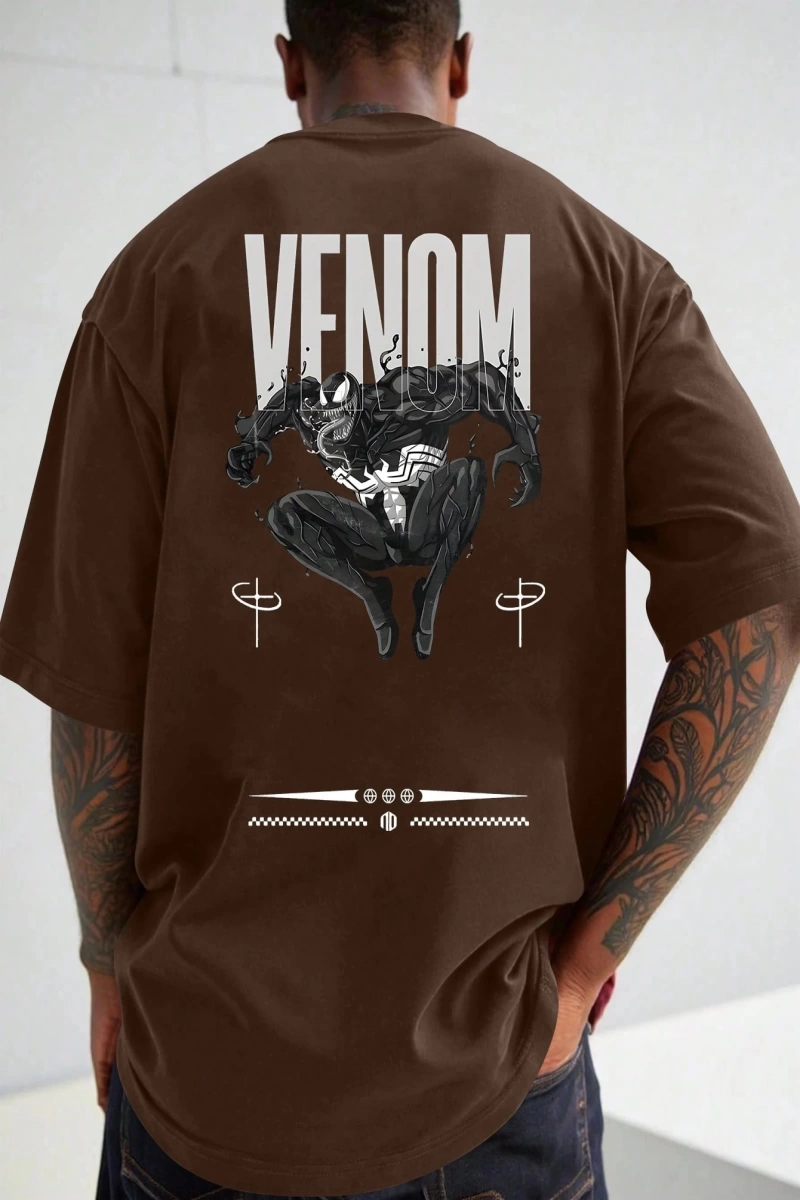 Marvel Erkek Minimalist Lethal Venom Baskılı Yuvarlak Yaka Kısa Kollu Tişört, Siyah Yazlık Ti