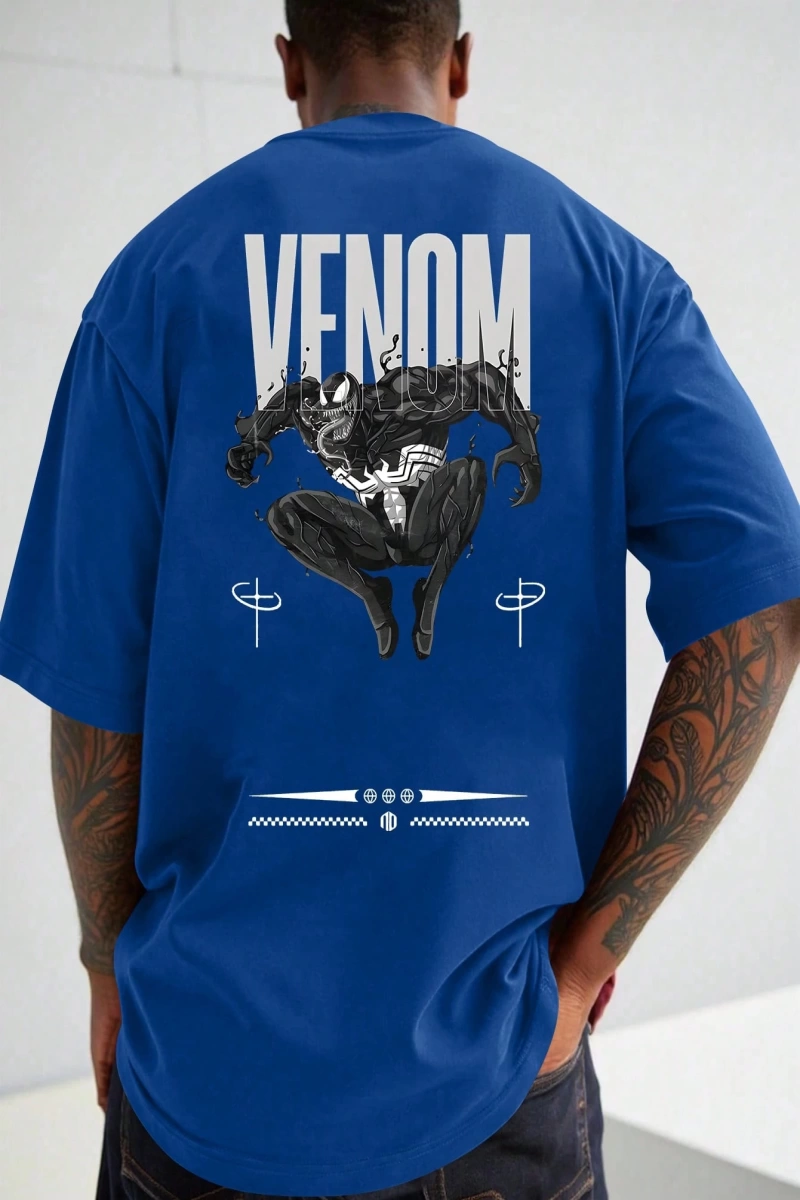 Marvel Erkek Minimalist Lethal Venom Baskılı Yuvarlak Yaka Kısa Kollu Tişört, Siyah Yazlık Ti
