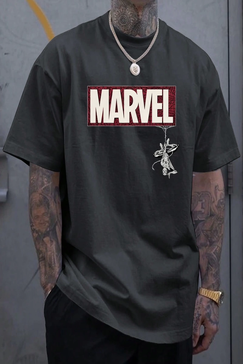 Marvel Erkek Minimalist Marvel Ters Kahraman Grafik Baskılı Yuvarlak Yaka Kısa Kollu Tişört,