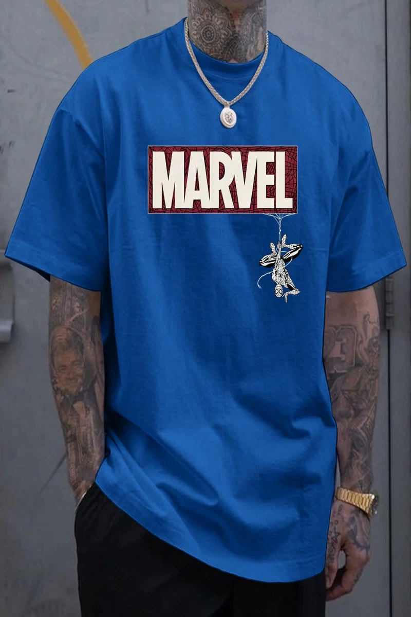 Marvel Erkek Minimalist Marvel Ters Kahraman Grafik Baskılı Yuvarlak Yaka Kısa Kollu Tişört,
