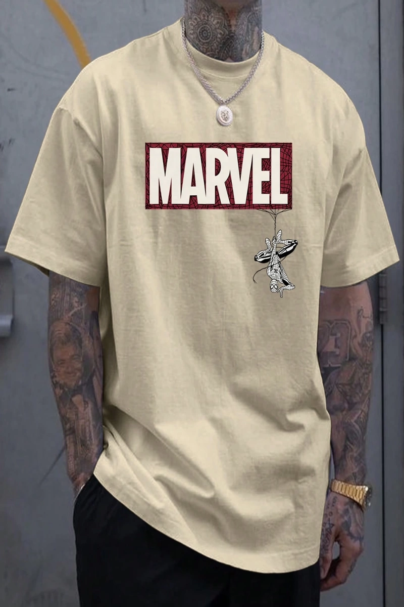Marvel Erkek Minimalist Marvel Ters Kahraman Grafik Baskılı Yuvarlak Yaka Kısa Kollu Tişört,