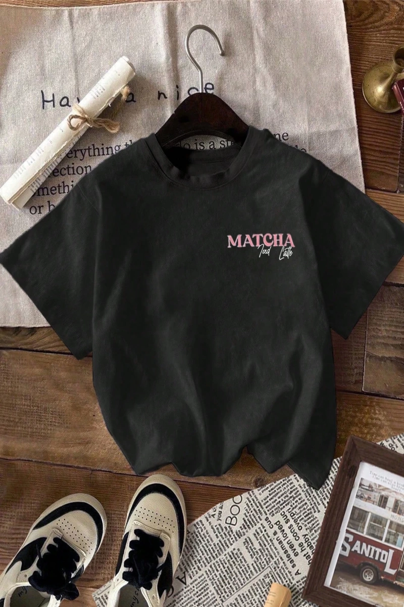 MATCHA TOP Yaz Tişört Tasarımı, Kadın Günlük Yuvarlak Yaka Kısa Kollu Tişört
