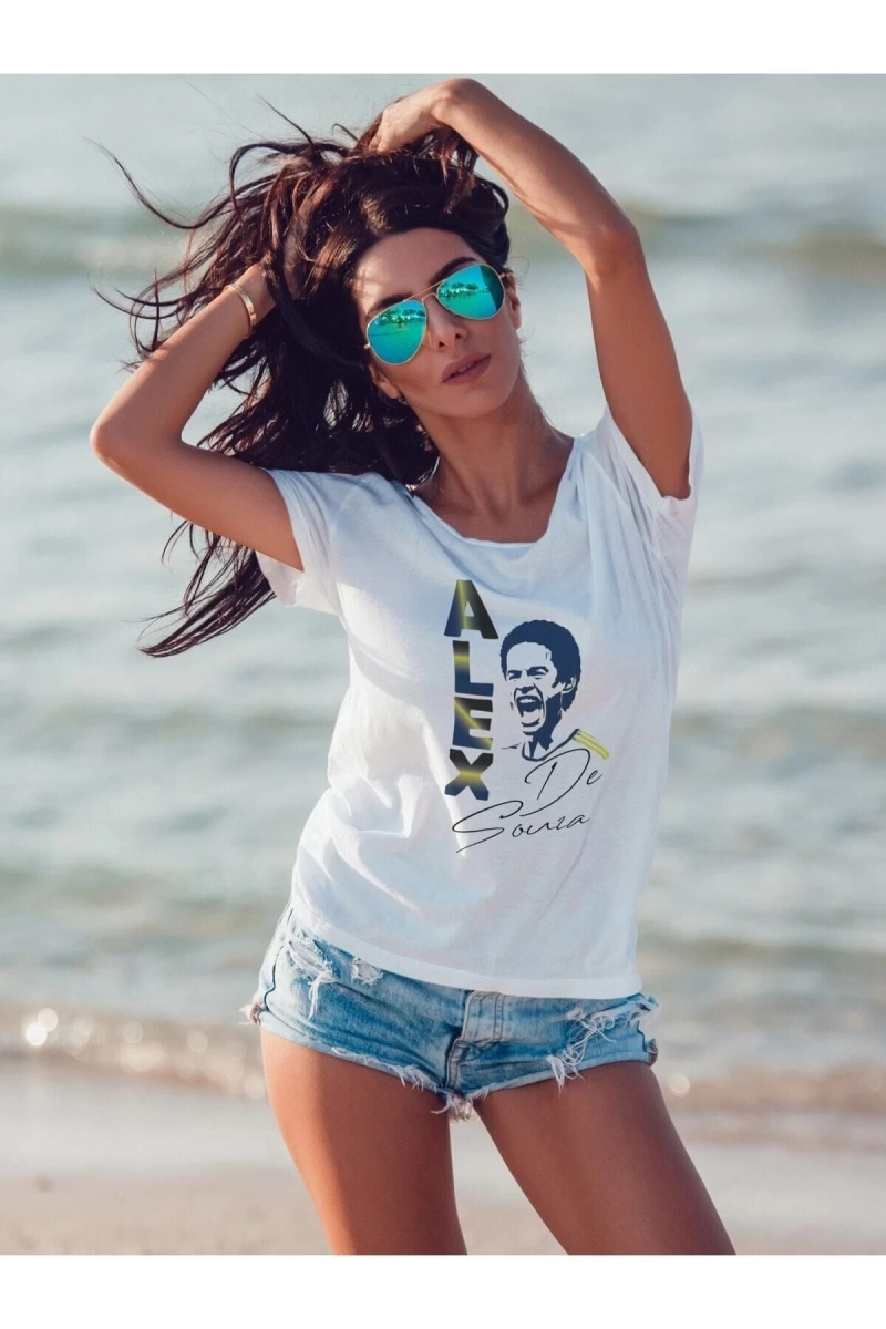 Mavi Alex De Souza Silüet Futbol Portre Imzalı Baskılı T-shirt Pnrmtshrt